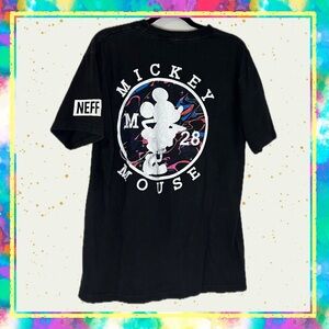 Disney x Neff Mickey Mouse Graphic Tee Black Streetwear T-Shirt Size L Festival
